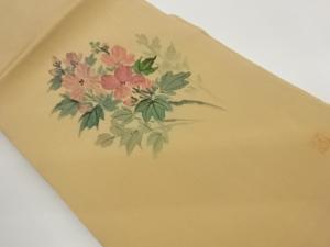 作家物　上代紬金彩手描き花葉模様名古屋帯